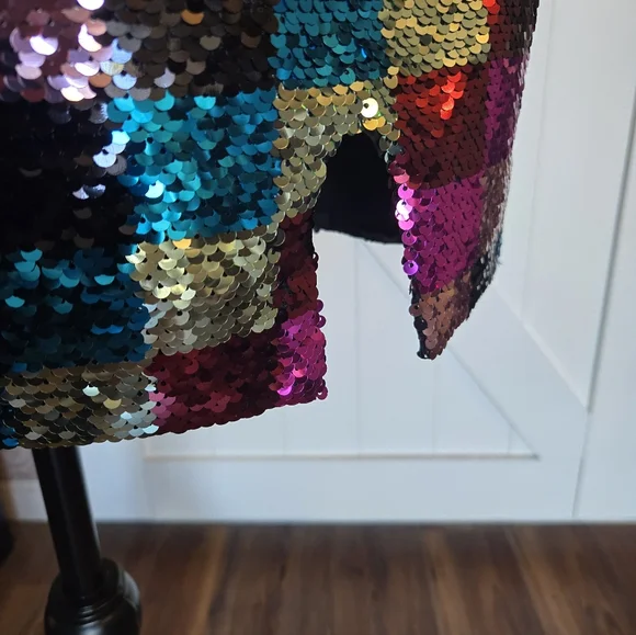 NASTY GAL Sequin Colorful Checkerboard Mini Dress Size 8 - Picture 10 of 14